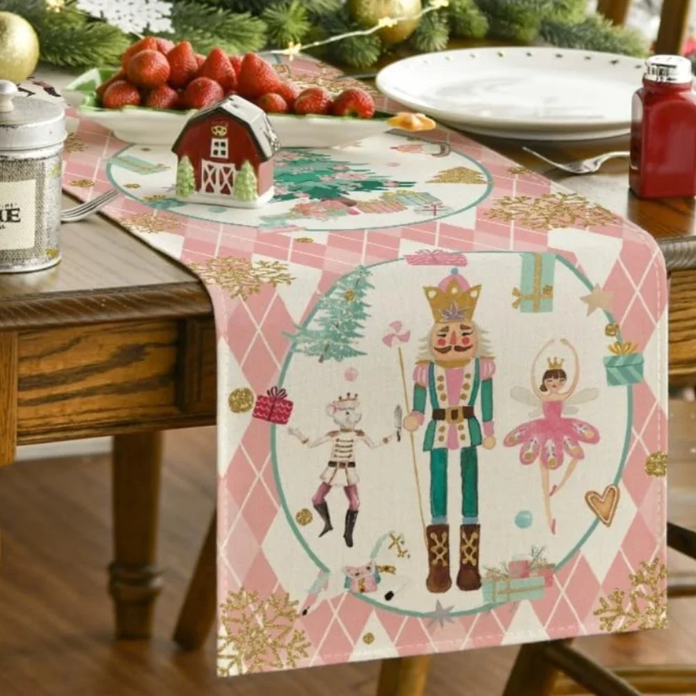 Nutcracker Table Runner Christmas Decor Holiday Xmas Decoration Decorative Cloth